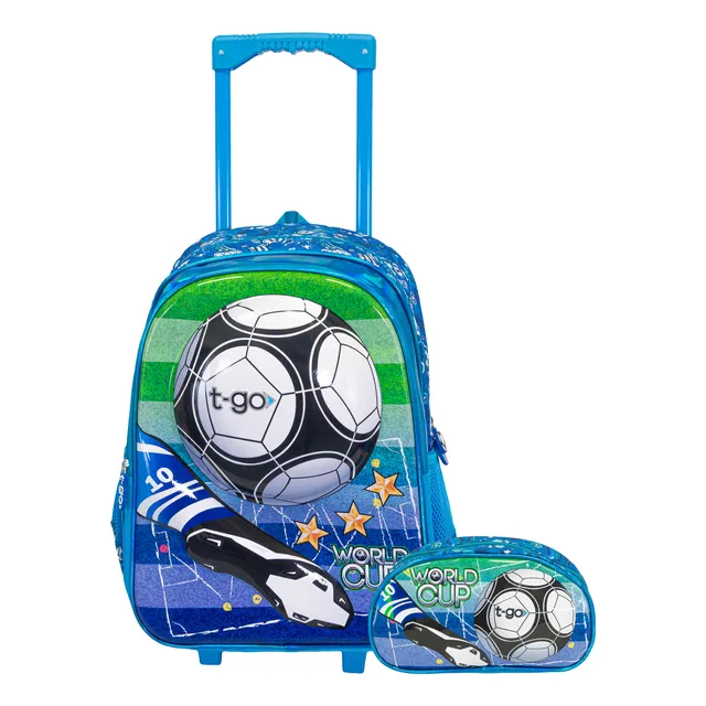 Mochila Con Carro Niño Con Ruedas Escolar + Cartuchera 