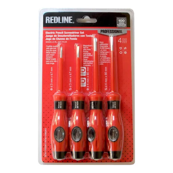 Set Atornilladores Con Tester Paleta/cruz 3 Y 4 Mm