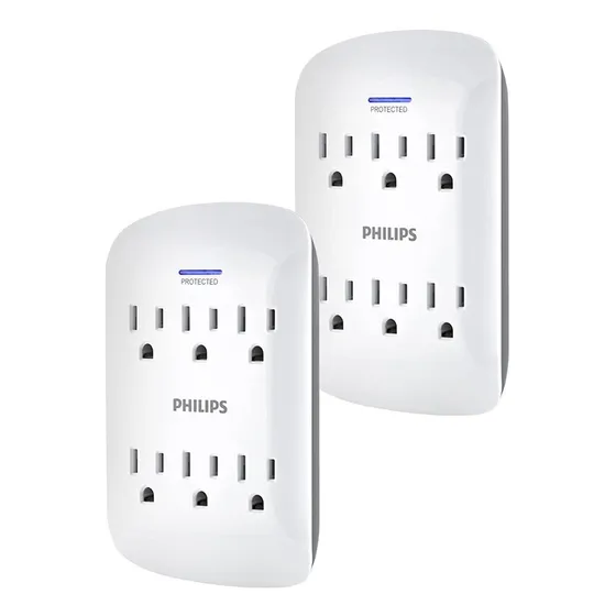 Multicontacto Philips Protector Sobretension 2 Pzs 