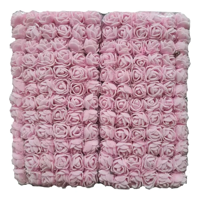 144 Mini Rosinhas Artificiais Flor Eva Com Tule Artesanato