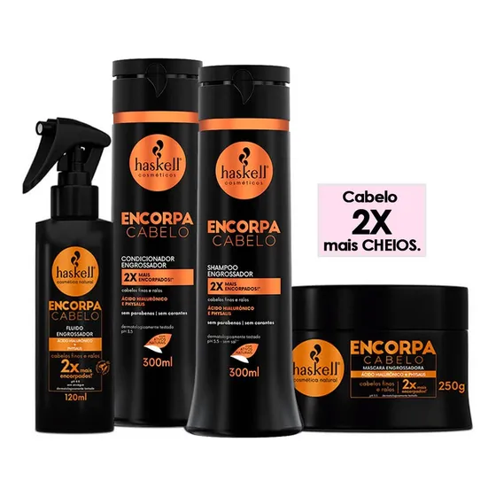 Haskell Encorpa Cabelo Engrossador Completo 4 Itens 300ml