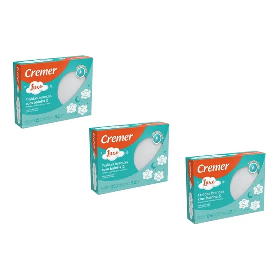 Kit Com 3 Caixas Fralda De Pano Com Bainha - Cremer