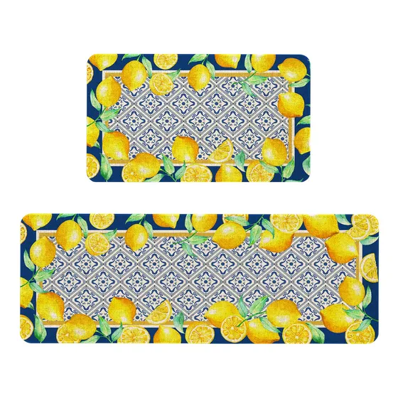 2 Alfombra Tapete Cocina Diseño Limon Estilo Bohemio X