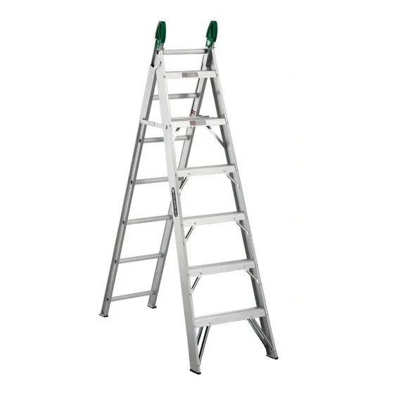 Escalera Convertible Aluminio Cuprum C-2287-13 175 Kg Color Gris