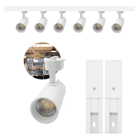 Kit Eletrificado Trilhos 2m + 6 Spots Led 30w Branco