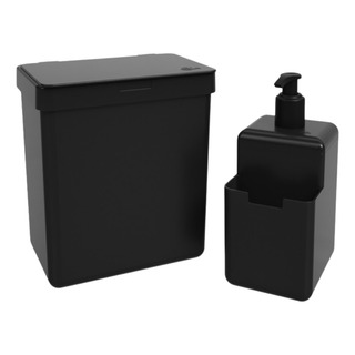 Lixeira 2,5 L C/ Tampa + Porta Detergente Bucha Pia Cozinha Lixeira 2,5 L C/ Tampa + Porta Detergente Bucha Pia Cozinha