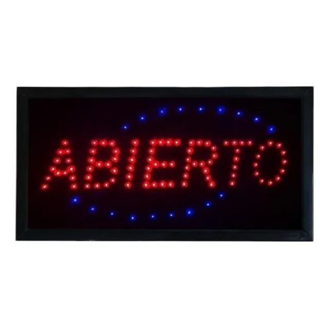 Cartel Luminoso Led Abierto 2 Local Comercial Super 48x25cm®