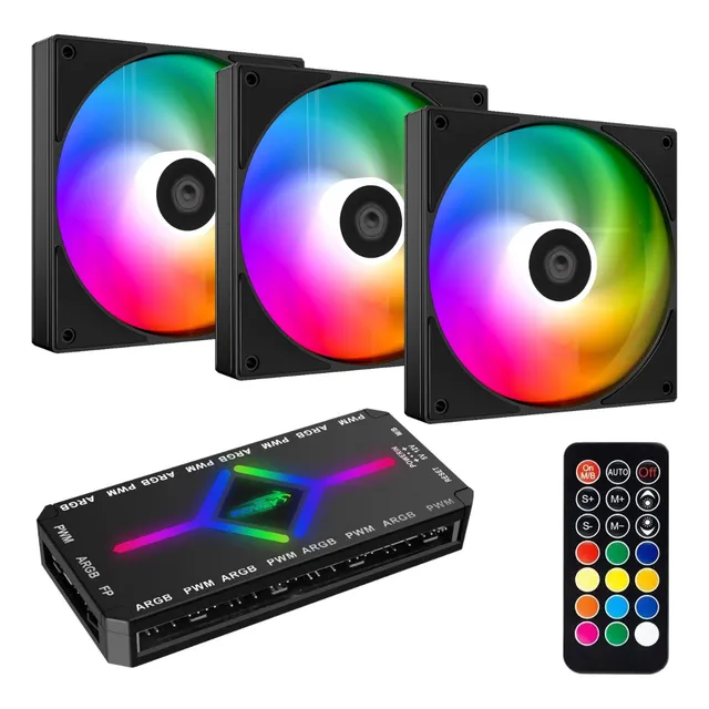 Kit Controladora + 3 Coolers Argb 120mm Gabinete Pc Gamer