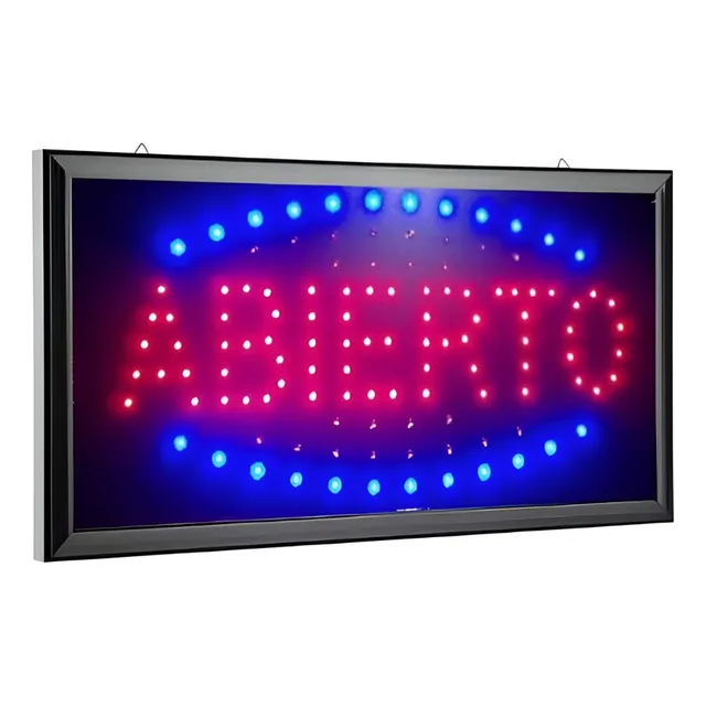 Cartel Letrero Led De Abierto Luminoso Tienda Kiosco 220v