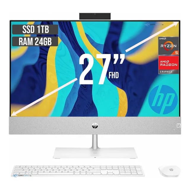 Todo En Uno Hp Amd Ryzen 5 5500u Ssd 1tb Ram 24gb Led 27
