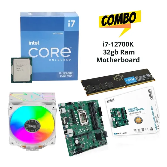 Combo Intel I7-12700k Fan Cooler Motherboard Asus 32gb Ram