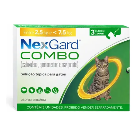 Antipulgas Gatos Nexgard Combo C/3 Pulgas Sarnas Vermes Verde