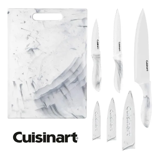Set 7pzs Cuchillos Ceramica C/ Tabla De Picar Cuisinart Chef