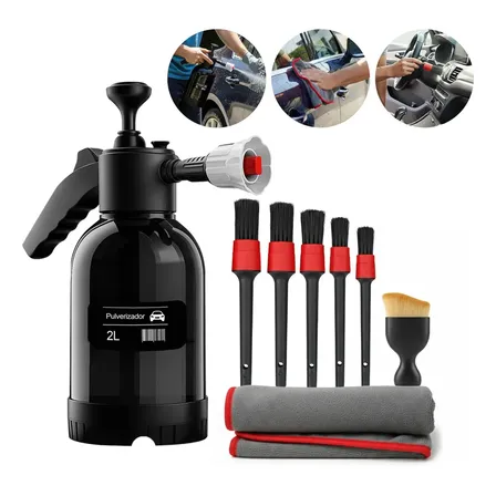 Kit Pulverizador Profissional 2l Pulverizador Híbrido 3 Em 1 Pressão 2 Litros Cor Preto Profissional Com Pincel E Toalha Kit Automotivo Preto+pp