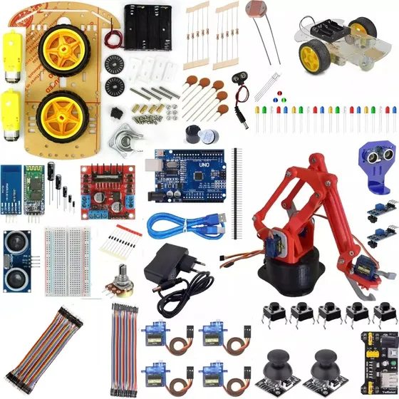 Kit Uno R3 Robôs Veiculo Braço Robótico Veículo 2wd