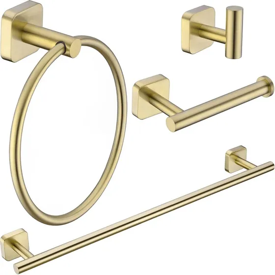 Juego De Accesorios De Bano En Acero Inoxidable Dorado De 4