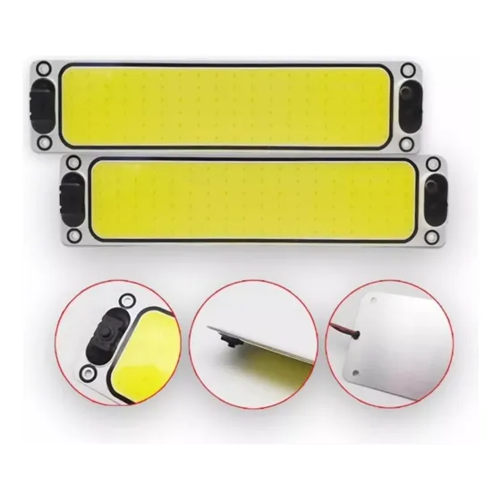 Juego De 2 Plafones Led Con Tecla On Off 12v 24v Cob 25x6cm
