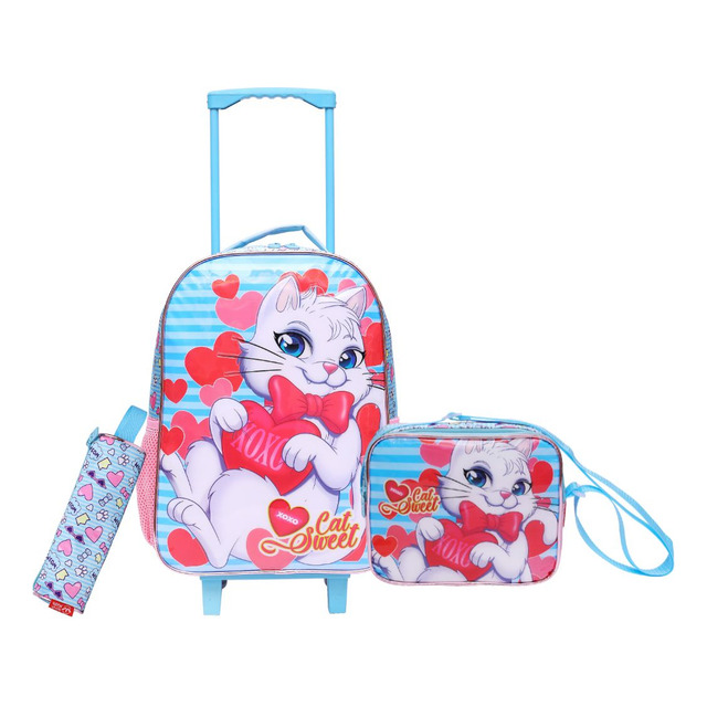 Kit Mochila Rodinhas Infantil Escolar Gatinha Bailarina Kit Mochila Rodinhas Infantil Escolar Gatinha Bailarina
