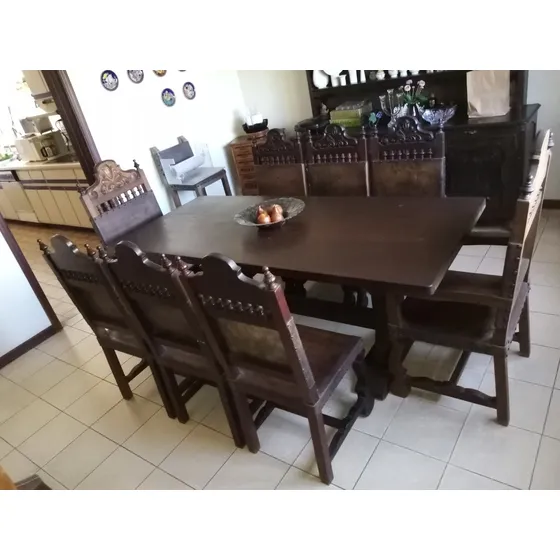 Juego Mesa Comedor Colonial Con 8 Sillas, Usado