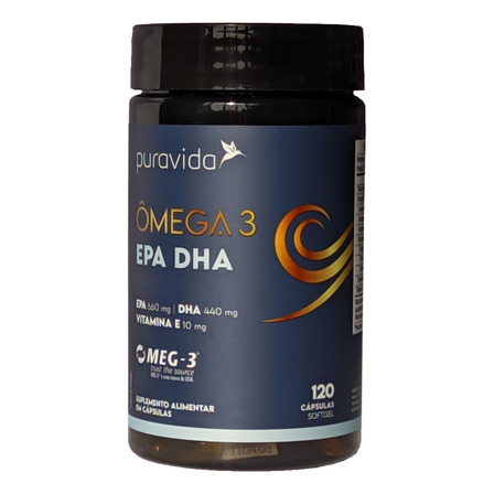 Ômega 3 Epa Dha Puravida 120 Cápsulas Sabor Sem Sabor Ômega 3 Epa Dha Puravida 120 Cápsulas Sabor Sem Sabor