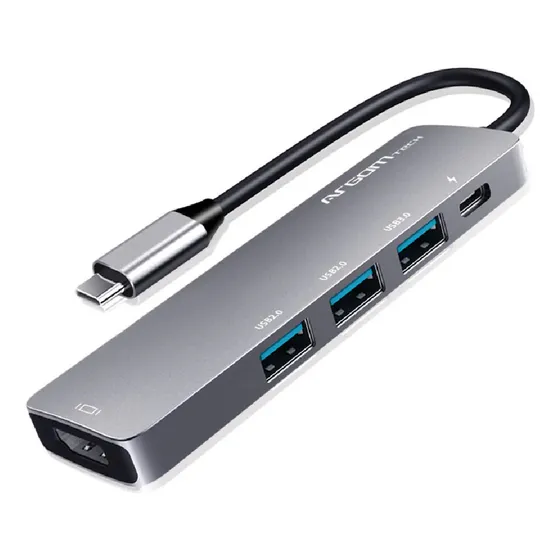 Hub Usb C Argomtech 5 En 1 A00594 Usb3.0/usb2.0/hdmi-4k/usbc Color Gris