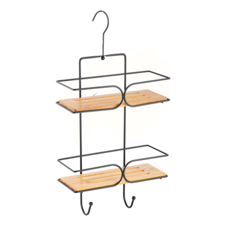 Organizador De 2 Colgante 2 Estante Bamboo Para Baño Ducha Color Madera Organizador De 2 Colgante 2 Estante Bamboo Para Baño Ducha Color Madera