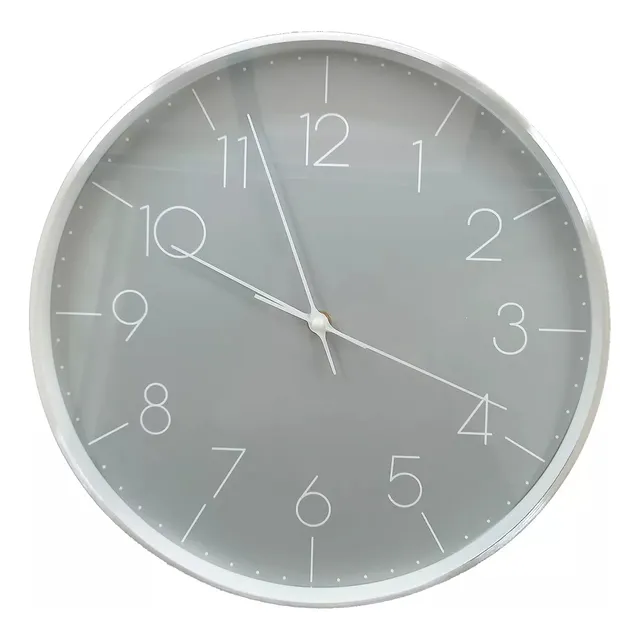 Reloj De Pared 30cm Gris Analogico A Pilas
