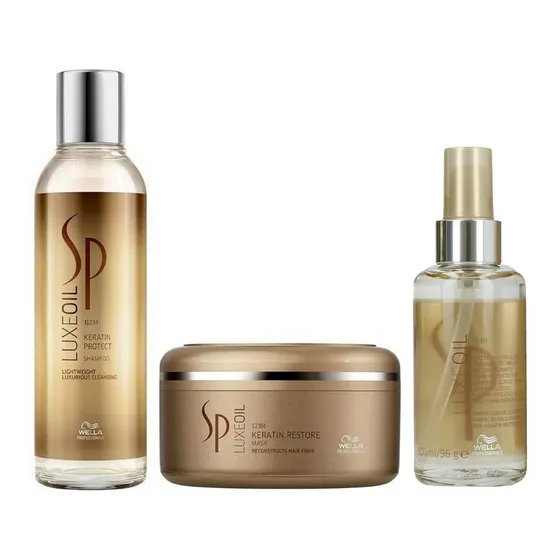 Shampoo 200ml + Mascarilla +elixir Wella Sp Luxe Oil Keratin