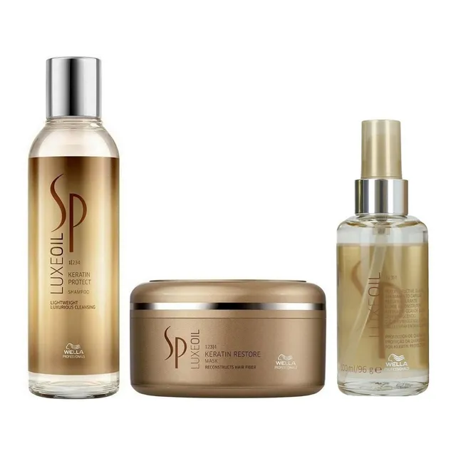 Shampoo 200ml + Mascarilla +elixir Wella Sp Luxe Oil Keratin