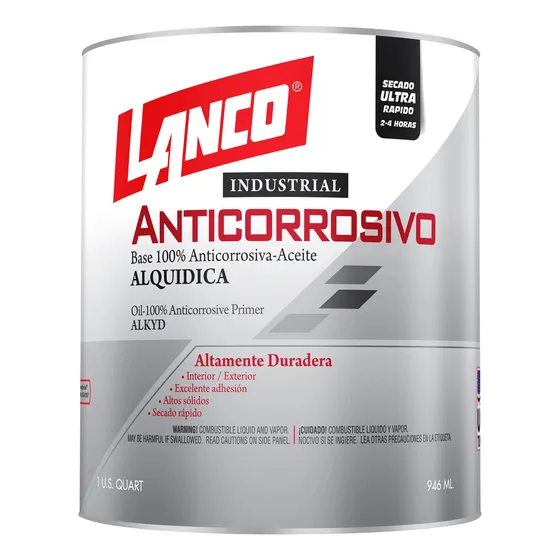 Anti Oxido Industrial 1/4gl Lanco Acabado Semibrillo Color Negro