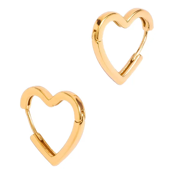 Arracadas Nice Forma De Corazón Baño De Oro 18 Kilates