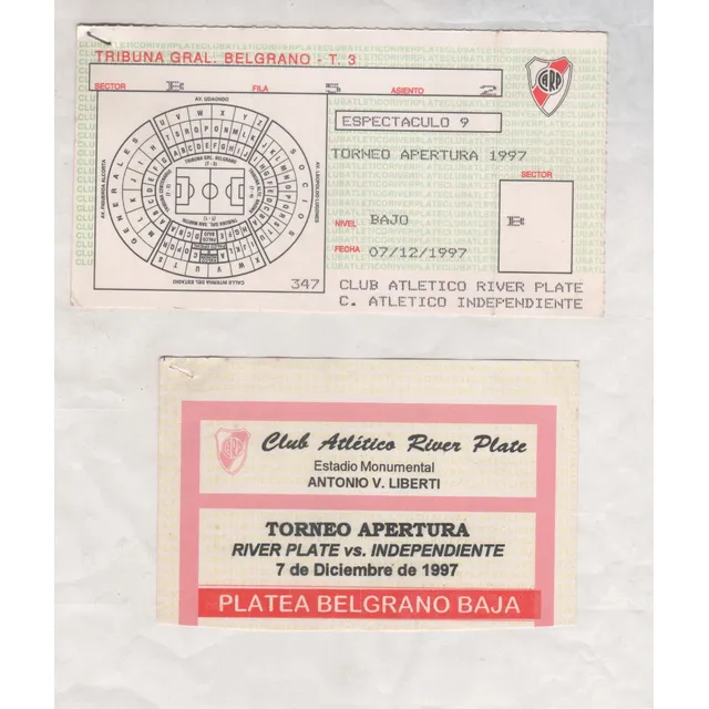 Antigua Entrada Apertura 1997 * River Plate Vs Independiente