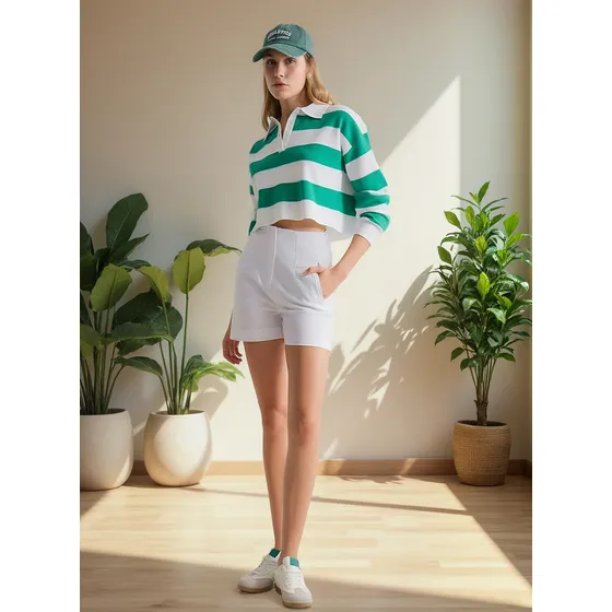Short Para Mujer Marca Seven Color Blanco En Algodón #2819