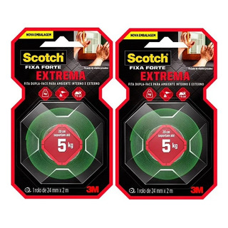 02 Fita Dupla Face Espuma Fixa Forte 24mmx2m 3m Scotch 5kg 02 Fita Dupla Face Espuma Fixa Forte 24mmx2m 3m Scotch 5kg