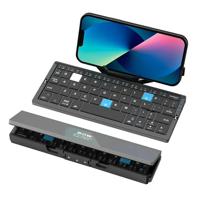 Mini Teclado Bluetooth Plegable Soporte Magnético Celular Pc