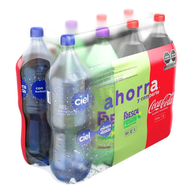 Refresco Coca Cola+ Fresca Fusión + Ciel 8 Piezas 2l C/u