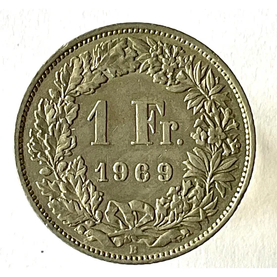 Suíça 1 Franc 1969 B Níquel Km#24a.1 (x003)