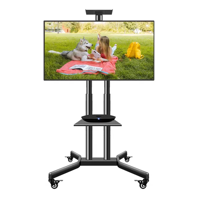 Soporte Móvil Para Tv Ajustable Con Ruedas Y Estantes