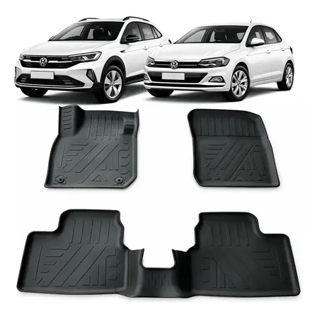 Kit Tapetes Bandeja Borracha Reforçados Vw Nivus 2020 A 2026 Preto