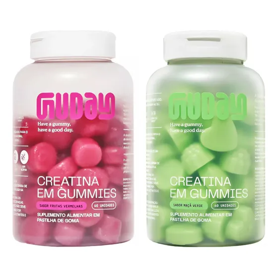 Kit Guday Creatina Maçã Verde + Frutas Vermelhas 60 Gomas Sabor Frutas Vermelhas E Maçã Verde