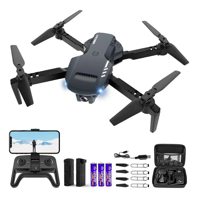 Drone Plegable Hd Fpv Con Funda De Transporte, 2 Baterias