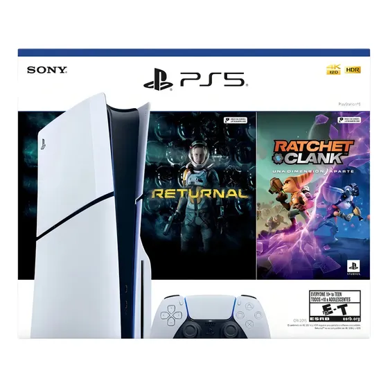 Console PlayStation 5 Midia Fisica Slim Branco 1TB Returnal e Ratchet e Clank Controle Sem Fio Dualsense Branco