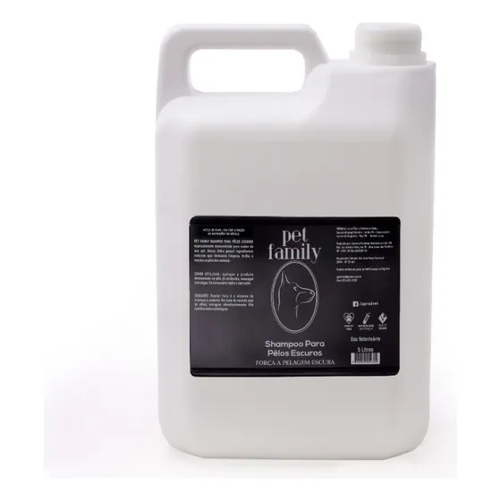 Shampoo Pet Family Pelos Escuros Para Cães E Gatos Galão 5l Fragrância Natural
