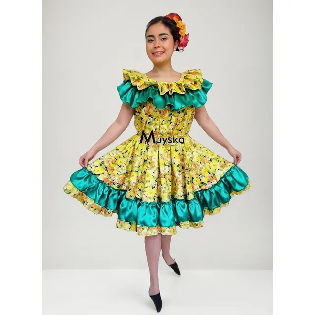 Traje Típico Joropo Dos Piezas Tallas 14 Niña