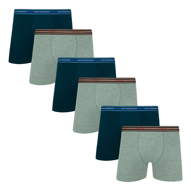 Kit Com 6 Cuecas Boxer Adulto Algodão Lupo Kit Com 6 Cuecas Boxer Adulto Algodão Lupo