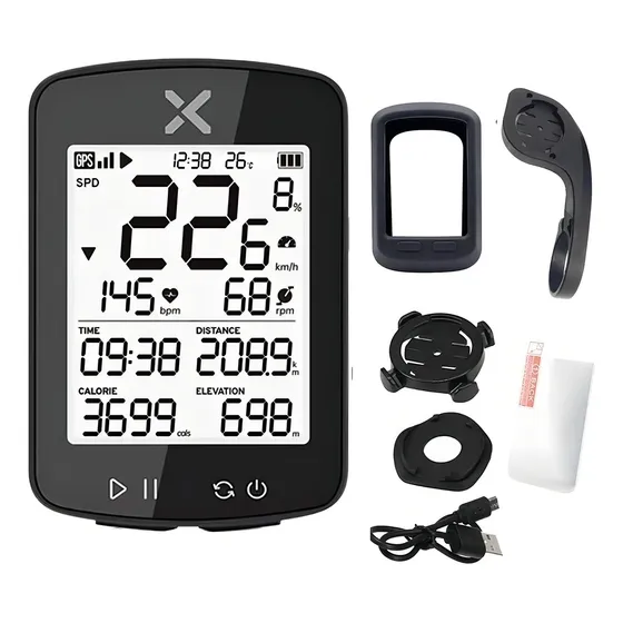 Gps Xoss G2+ Plus suporte case película velocímetro ciclomotor cor preto