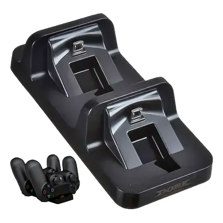 Cargador Doble Para Controles Ps4 Slim Pro Dualshock 4 Negro