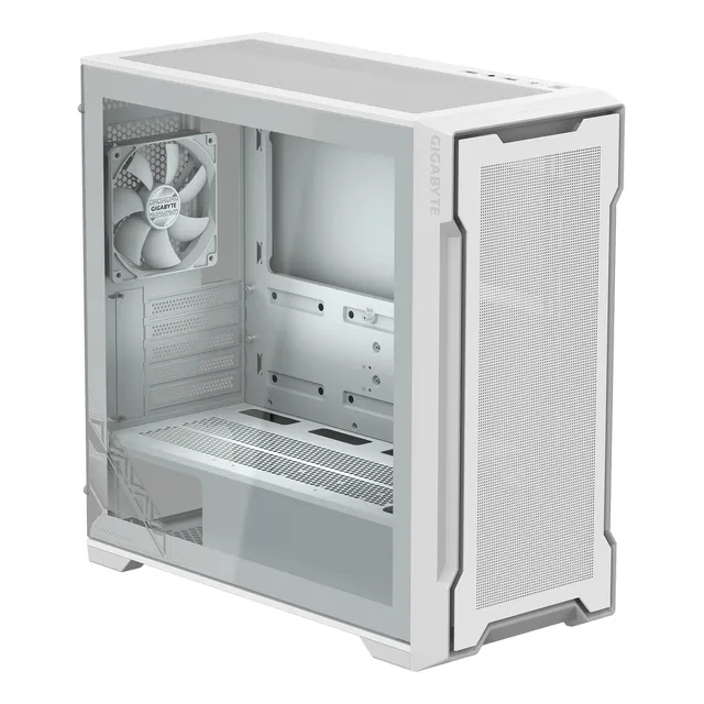 Gabinete Gamer Gigabyte C102 Glass Ice Mesh White 2x120mm Color Blanco