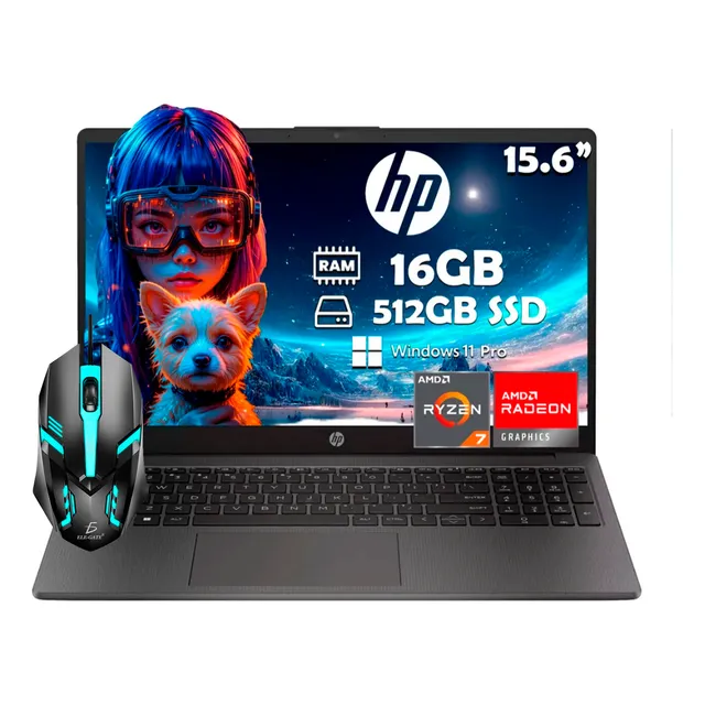 Laptop Hp 255 G10 Amd Ryzen 7-7730u 512gb 16gb Ram + Kit