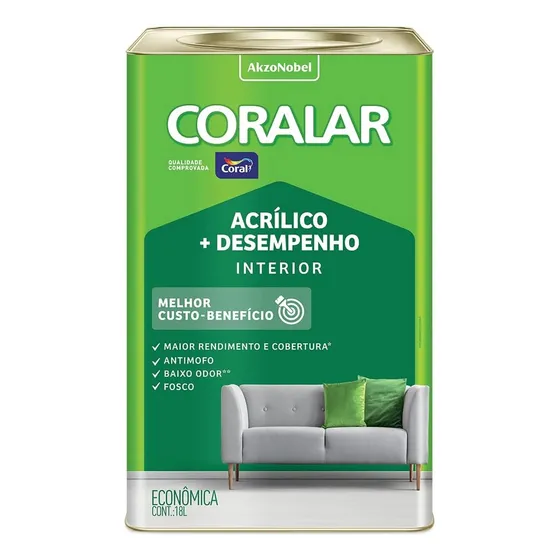 Tinta acrílica Coral 5202278 18L cor branco